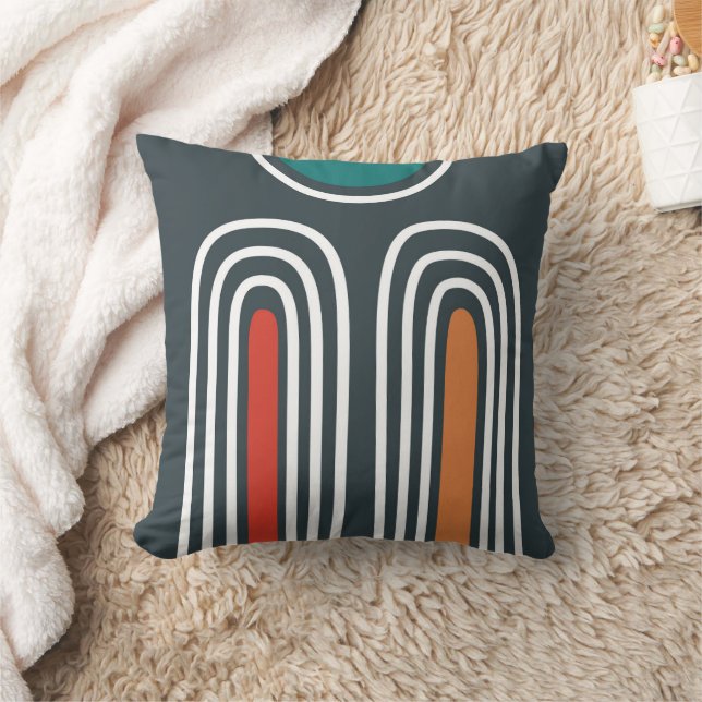 Trendy rainbow and sun abstract hand drawn artwork cushion (Blanket)