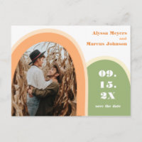 Trendy Rainbow Boho Save the Date Green