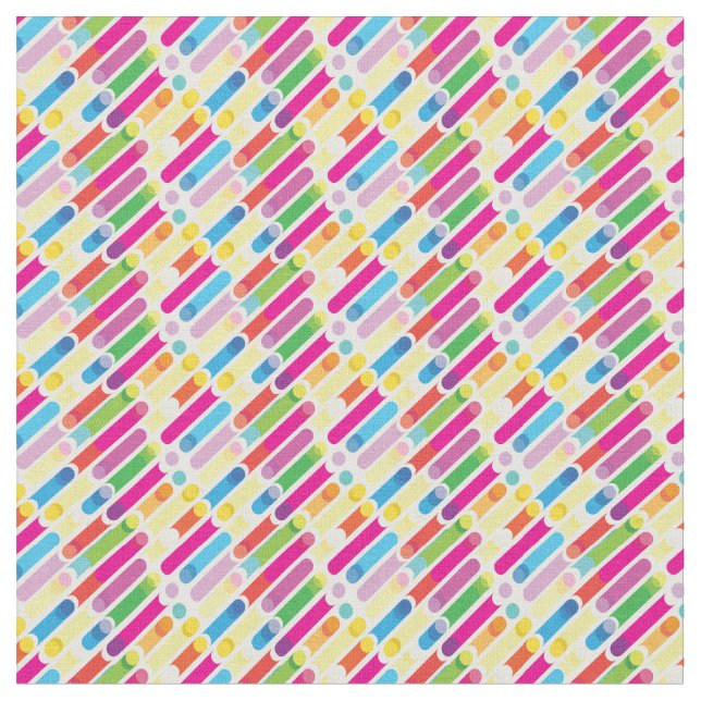 Trendy Rainbow Diagonal Lines Pattern Pop Art Fabric (Close Up)