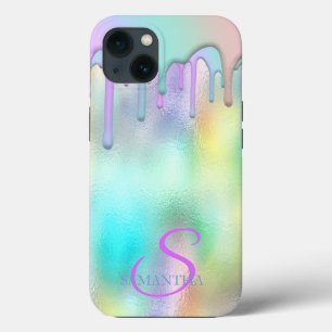 Trendy Rainbow Drips Holographic  iPhone 13 Case
