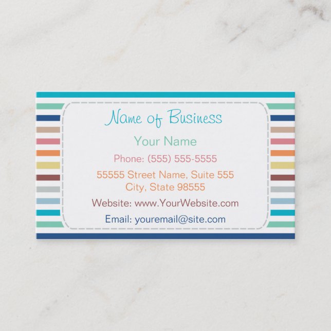Trendy Rainbow Horizontal Stripes With QR Code Business Card (Front)