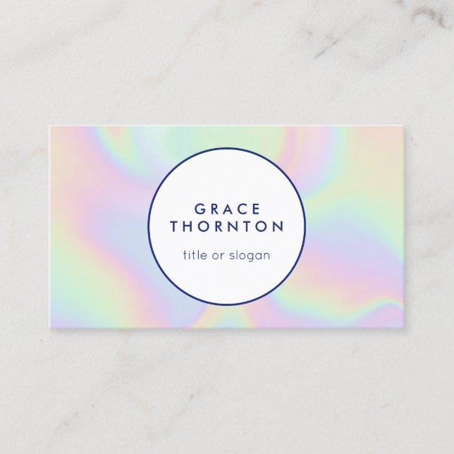 Trendy Rainbow Iridescent Abstract Business Card (Front)