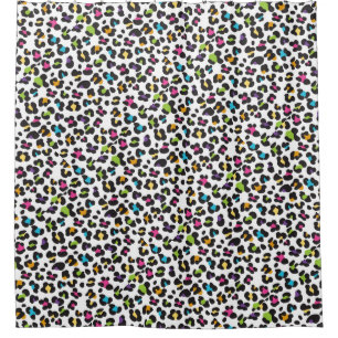 Trendy Rainbow Leopard Print Pattern Shower Curtain