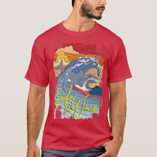 Trendy Rainbow Shark Graphic Ride The Wave T-Shirt