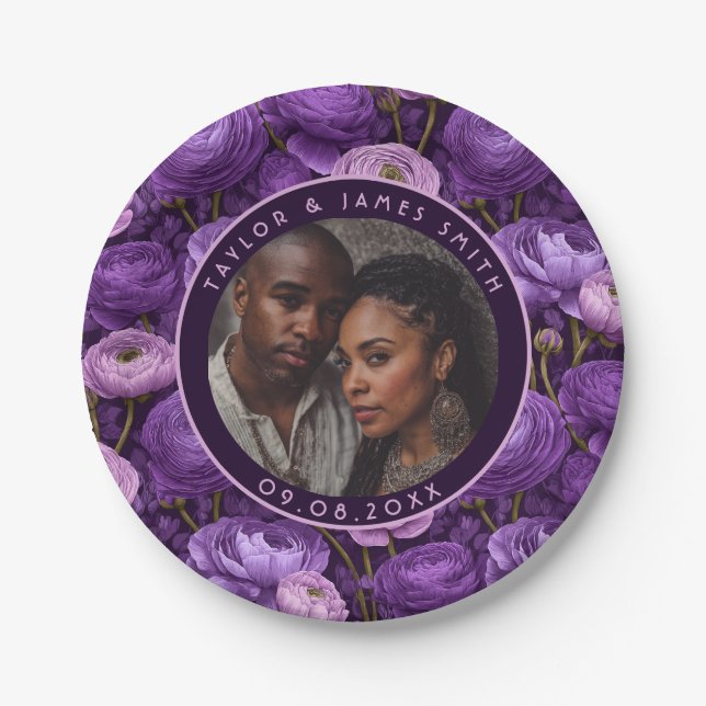 Trendy Ranunculus Plates For Bride To Be Party (Front)