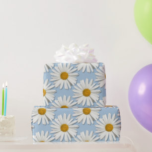 Trendy Real Daisy Flowers - Wedding Blue Fashion Wrapping Paper