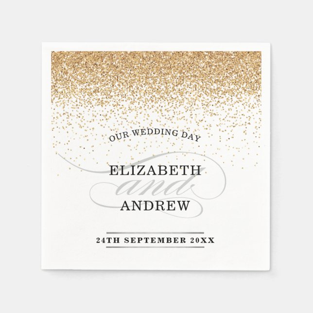 TRENDY RECEPTION chic minimalist faux gold glitter Napkin (Front)