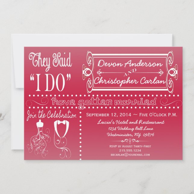 Trendy Reception Only Chalkboard Invitation (Front)