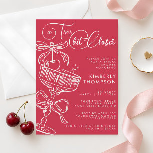 Trendy Red A Tini Bit Closer Bridal Shower Invitation