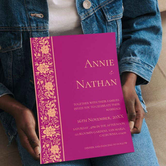 Trendy Red and Gold Design Wedding Invitation (Trendy Red and Gold Design Wedding Invitation)