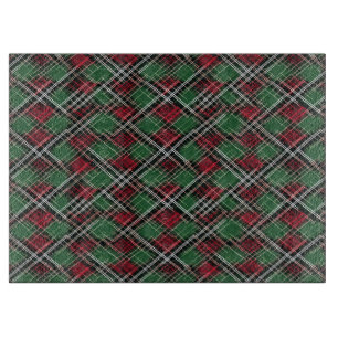 Trendy Red and Green Christmas Plaid Pattern Cutting Board