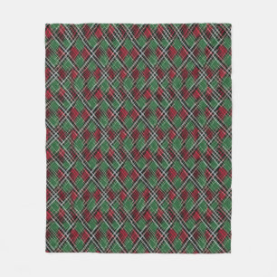 Trendy Red and Green Christmas Plaid Pattern Fleece Blanket