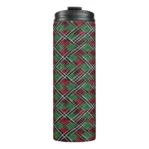 Trendy Red and Green Christmas Plaid Pattern Thermal Tumbler