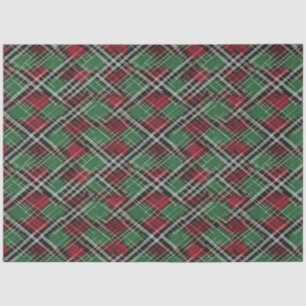 Trendy Red and Green Christmas Plaid Pattern Tissue Paper