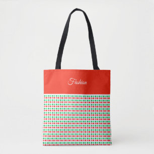 Trendy Red and Green Polka Dots Tote Bag