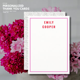 Trendy Red and Purple Custom Note Card with Spots