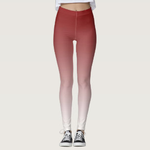 Trendy Red and White Ombre Leggings