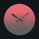 Trendy Red Black Gradient Round Clock<br><div class="desc">Go for a simple pink and grey look,  or use this background to customise your own items with text or additional images!  Has a pink to grey ombre colour fade.</div>