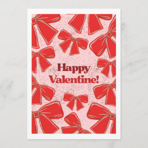 Trendy Red Bows Pattern Valentine’s Day Greeting Holiday Card
