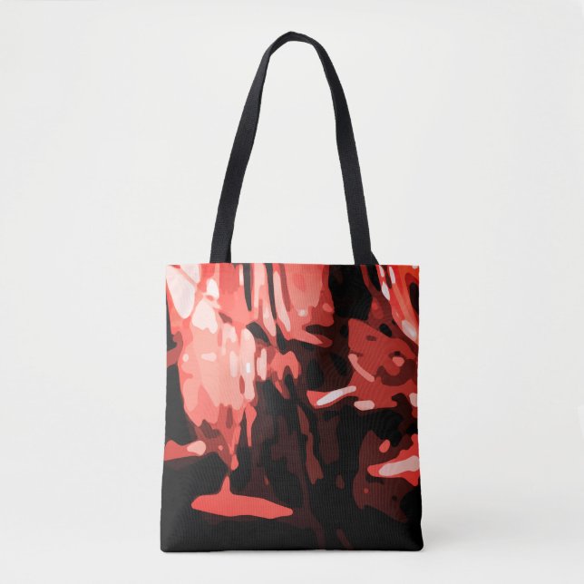 Trendy Red Camo Abstract Pattern Tote Bag (Front)
