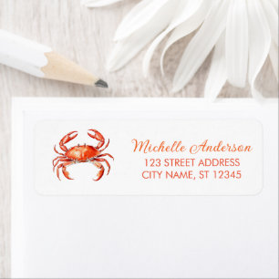 Trendy Red Crab Nautical Return Address Label