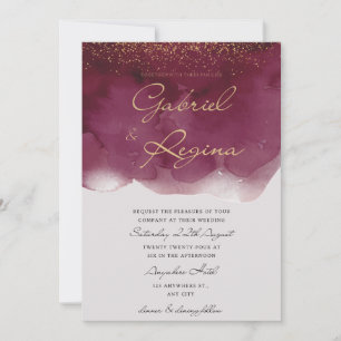 Trendy red elegant   watercolor classic invitation