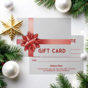 Trendy Red Gift Bow Satin Ribbon White Gift Card