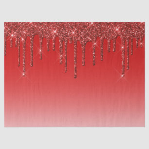 Trendy Red Glitter Drips Tissue Paper