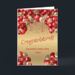 Trendy Red Gold Balloon Congratulations Graduation Card<br><div class="desc">Make the graduate feel extra special and honour their achievement with a personalised graduation card. Celebrate years of hard work with this fun balloon and confetti personalised congratulations graduation card. Easily change the name of the graduate and year using the personalise this template menu. Commemorate their special day and create...</div>