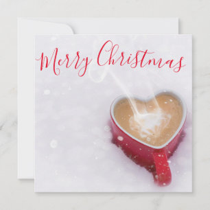 Trendy Red Good Morning Merry Christmas Flat Holiday Card