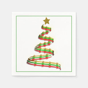 Trendy Red, Green, and Gold Christmas Tree Napkin