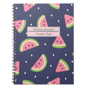 Trendy Red Green Pink Watermelon Pattern Notebook