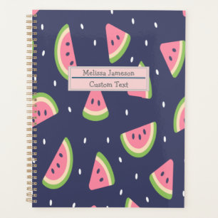 Trendy Red Green Pink Watermelon Pattern Planner