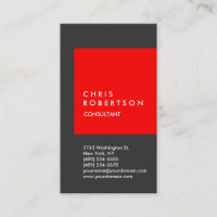 Trendy Red Grey Stripe Consultant Business Card