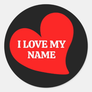 TRENDY RED HEART I LOVE MY ROMANTIC VALENTINE  CLASSIC ROUND STICKER