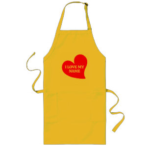 TRENDY RED HEART I LOVE MY ROMANTIC VALENTINE LONG APRON