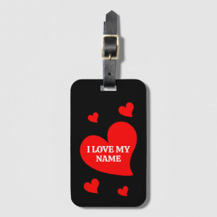 TRENDY RED HEART I LOVE MY ROMANTIC VALENTINE    LUGGAGE TAG