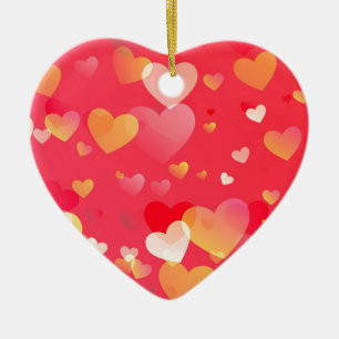 Trendy Red Heart Pattern Ceramic Tree Decoration