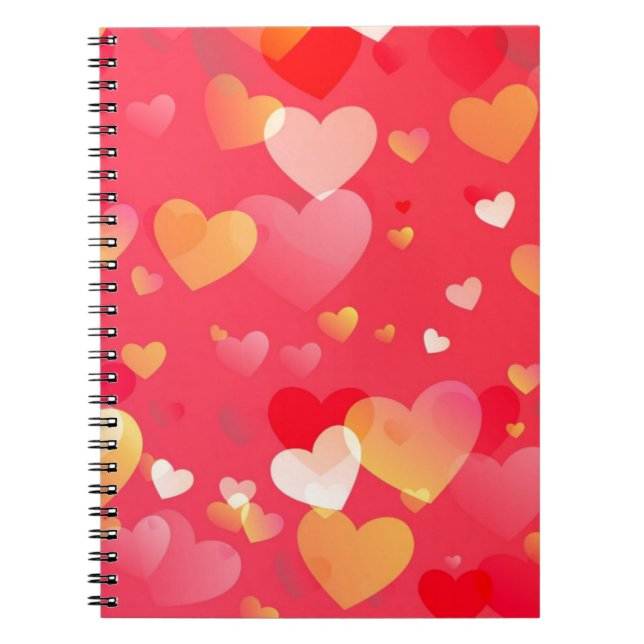Trendy Red Heart Pattern Spiral Notebook (Front)