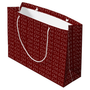 Trendy Red Love Typography Valentine's Day Large Gift Bag