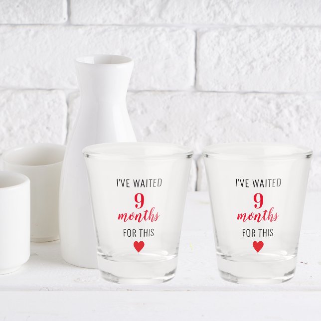 Trendy Red Post Pregnancy Funny Quote  Shot Glass (Creator Uploaded)
