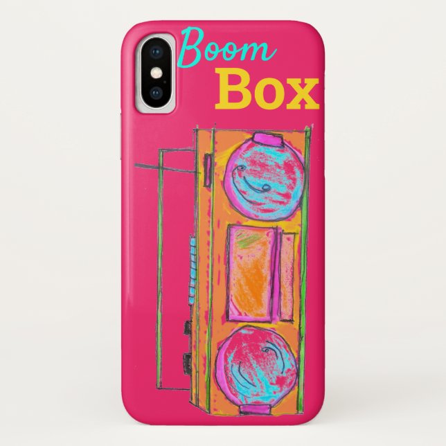 Trendy Red Retro Boombox Case-Mate iPhone Case (Back)