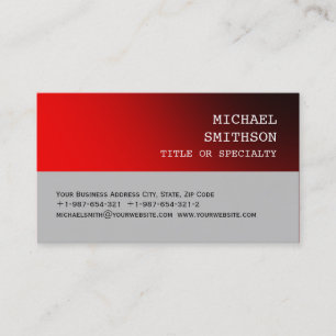 Trendy Red Silver Grey Consultant Business Card