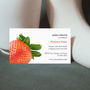Trendy Red Strawberry Nutritionist Business Card
