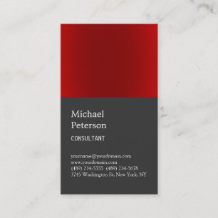 Trendy Red Stripe Grey Consultant Business Card