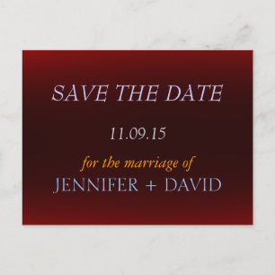 Trendy Red Stylish Save the Date Wedding Postcard