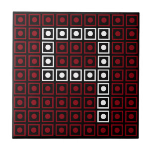 Trendy Red, White & Black 8-bit LED Pixel Number 9 Tile