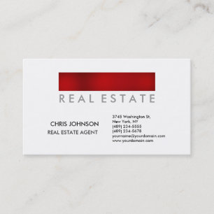 Trendy Red White Creative Agent Business Card