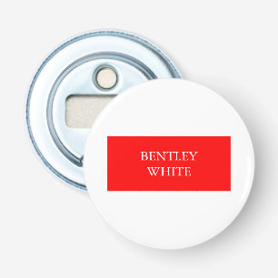 Trendy Red White Stylish Simple Plain Your Name Bottle Opener