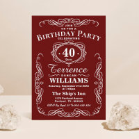 Trendy Red & White Typography Birthday Party